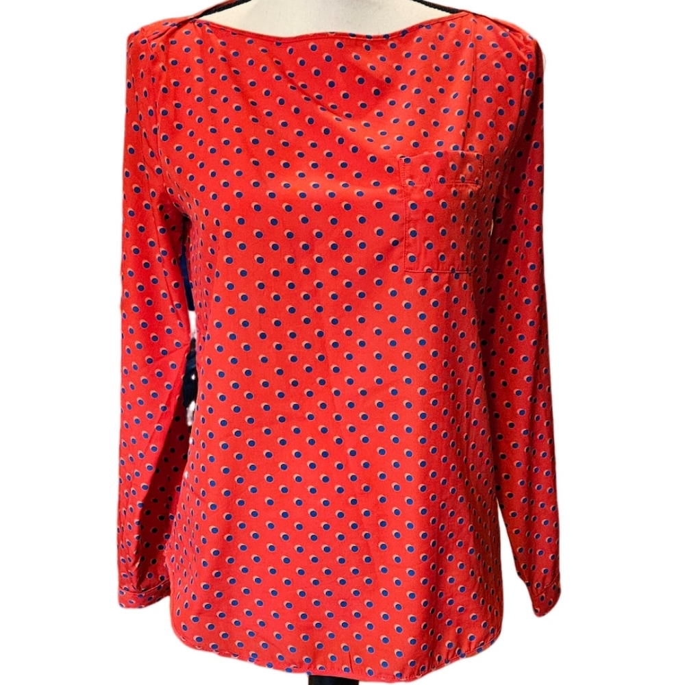 Gap Red and Blue Polka Dot Blouse
